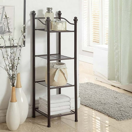 Bathroom Storage Shelf - Organize It All Belgium 4-Tier Bathroom Floor Shelf Storage Tower