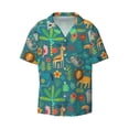 thumbnail image 4 of Uemuo Jungle Animals Pattern Cotton Linen Short Sleeve Shirts,Casual Lightweight Button Down Shirts,Vacation Beach Summer Tops-Small, 4 of 7