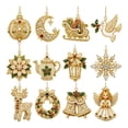 thumbnail image 3 of 12pcs Diamond Pearl Christmas Ornaments Decorations, Xmas Hanging Tree Pendants, Seasonal Indoor Outdoor Decor for Christmas Tree Mantel Window Wall, Gifts for Family Friends, 3 of 8