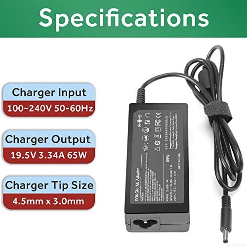 Dongni 65W AC Adapter Charger para Dell in-spiron 15-5000 15-7000 15-3