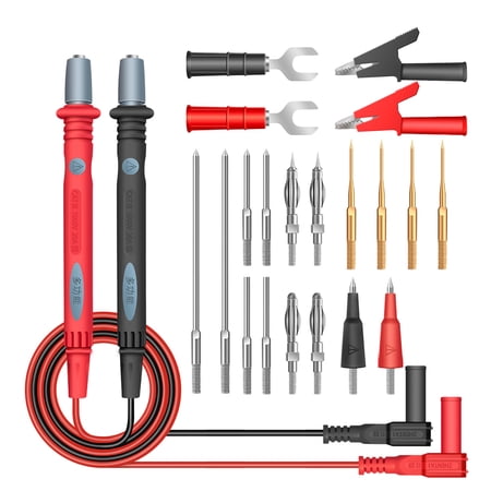 Aneng 22-In-1 Multimeter Test Set 1000V Professional Silicone Insulated Test Probes With Alligator Clips Banana Plugs Tips Point Extended Test Leads