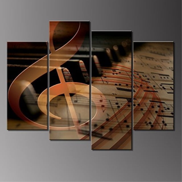 4 Panels Wall Art Musical Staff Melody Piano Music Notes Instrument
