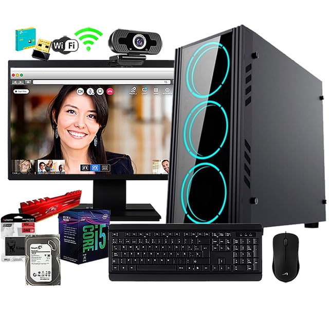 Pc Computadora Intel I5 960gb Ssd 16gb Ram Webcam Wifi usb gabinete RGB Monitor 21.5" FULL HD Neucomputo computadora, armada, i5