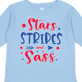 thumbnail image 4 of Inktastic 4th of July Stars Stripes and Sass Blue and Red Stars Girls Long Sleeve Toddler T-Shirt, 4 of 5