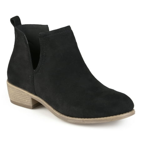 Womens Faux Suede Cut-out Round Toe Boots