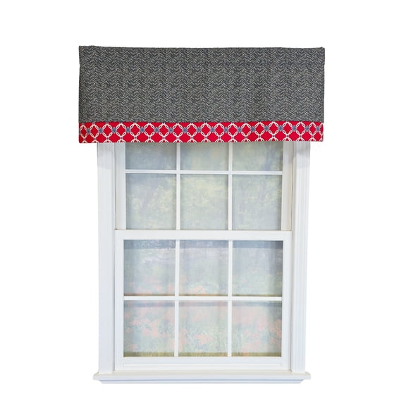 RLF Home 100% Cotton Brazil Banded  Fully lined Windows Rod Pocket Valance 50" x 16"  Red