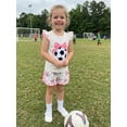 thumbnail image 4 of BemeyourBBs Toddler Baby Girls Football Outfit Infant Baby Girls Summer 2 Piece Outfits Flying Short Sleeve Soccer Bow Embroidered TShirt Tops Ruffle Trim Shorts Sets Toddler Girls Summer Outfit, 4 of 9