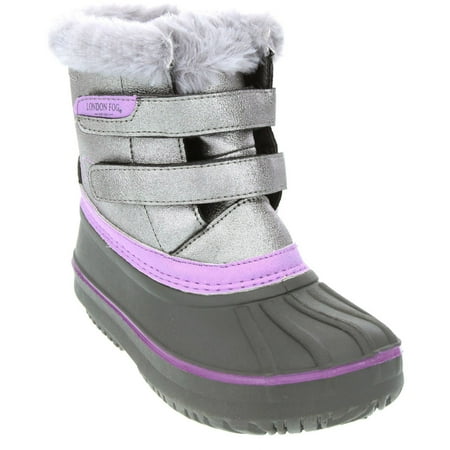 London Fog Girl's Totty Velcro Ankle High Non-Slip Snow (Best Boots In London)