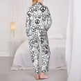 thumbnail image 3 of Pajamas for Women Sets, Black grey peace sign Lounge Sets Long Sleeve Button Down Night Shirts Sleepwear Pjs, 3 of 6