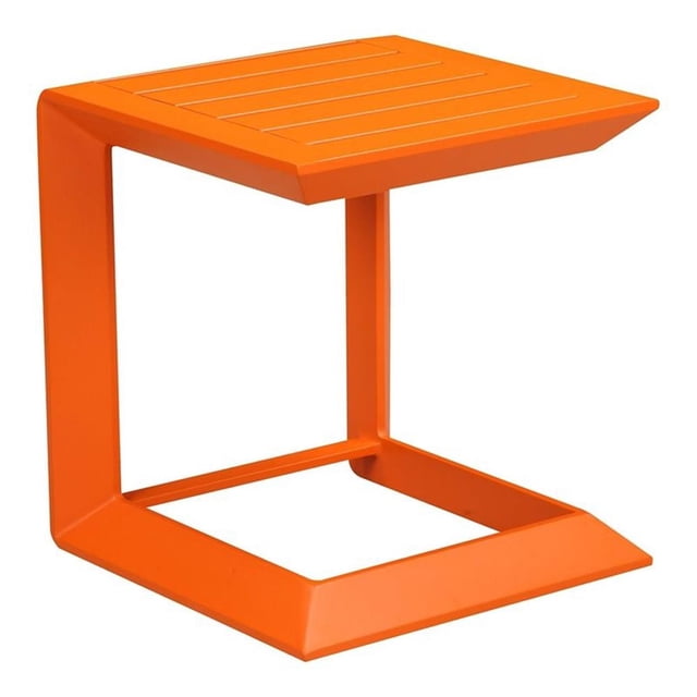 Pemberly Row Table d'Appoint de Patio Moderne en Aluminium, Fini Poudre, Orange