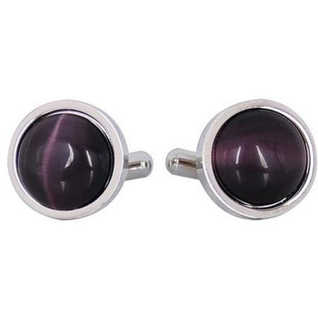 Cuff Daddy Silvertone Purple Catseye Cuff Links
