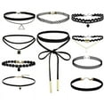 thumbnail image 2 of 10 Pieces Chokers Necklace Black Classic Velvet Stretch Gothic Tattoo Necklih AL, 2 of 5