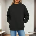 thumbnail image 2 of Mock Neck Sweatshirt Hoodies Fall Clothes Oversized Crewneck Sweatshirts Womens Warm Sweat Shirts Pullover With Pockets Black S, 2 of 7