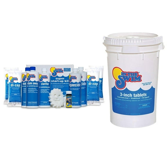 In The Swim Opening Kit and Chlorine Pool Chemicals Bundle, 50 lbs