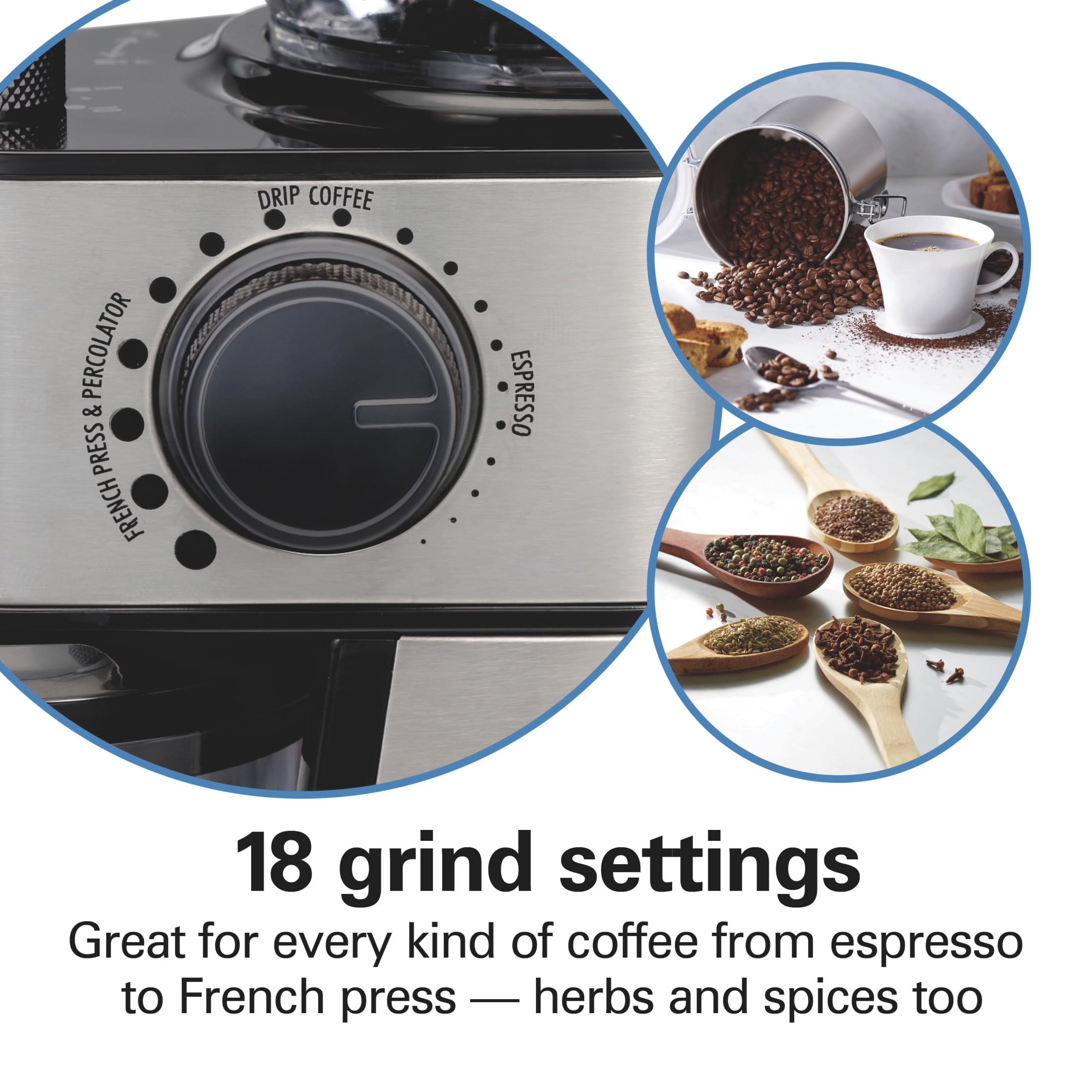 Hamilton Beach Burr Coffee Grinder, 18 Settings, Brew 2-14 Cups - Main Image
