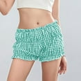 thumbnail image 7 of Jalioing Women's Bloomer Shorts Ruched Elastic Waist Fashion Mini Shorts Summer Lounge Comfy Plaid Pajama Shorts, 7 of 7