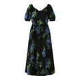 thumbnail image 4 of Time and Tru Women's and Women's Plus Back Tie Midi Dress with Puff Sleeves, Sizes XS-XXXL, 4 of 4