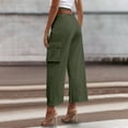 thumbnail image 3 of cFmduc Women High Waist Pants Casual Wide Leg Pants with Pockets Buckle Cuffed Cargo Pants, 3 of 7
