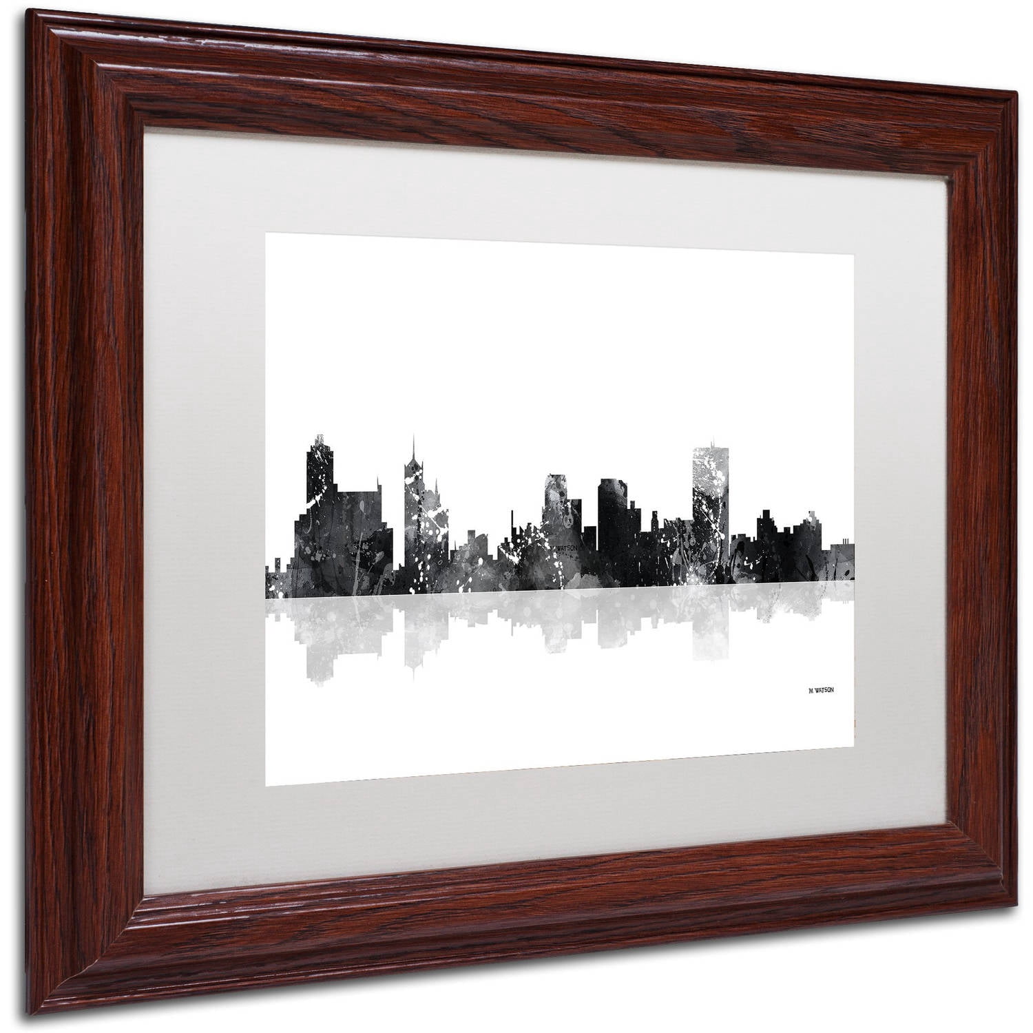 Trademark Fine Art "Memphis Tennessee Skyline BG-1" Canvas Art by Marlene Watson, White Matte, Wood Frame