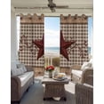 thumbnail image 3 of Texas Star Vintage Blackout Curtains for Bedroom, Thermal Insulated Drapes, Brown Checkered Berry Farmhouse Black Out Curtains 63 Inch Long Room Darkening Kitchen Curtains 42"x63" 2 Panels, 3 of 8