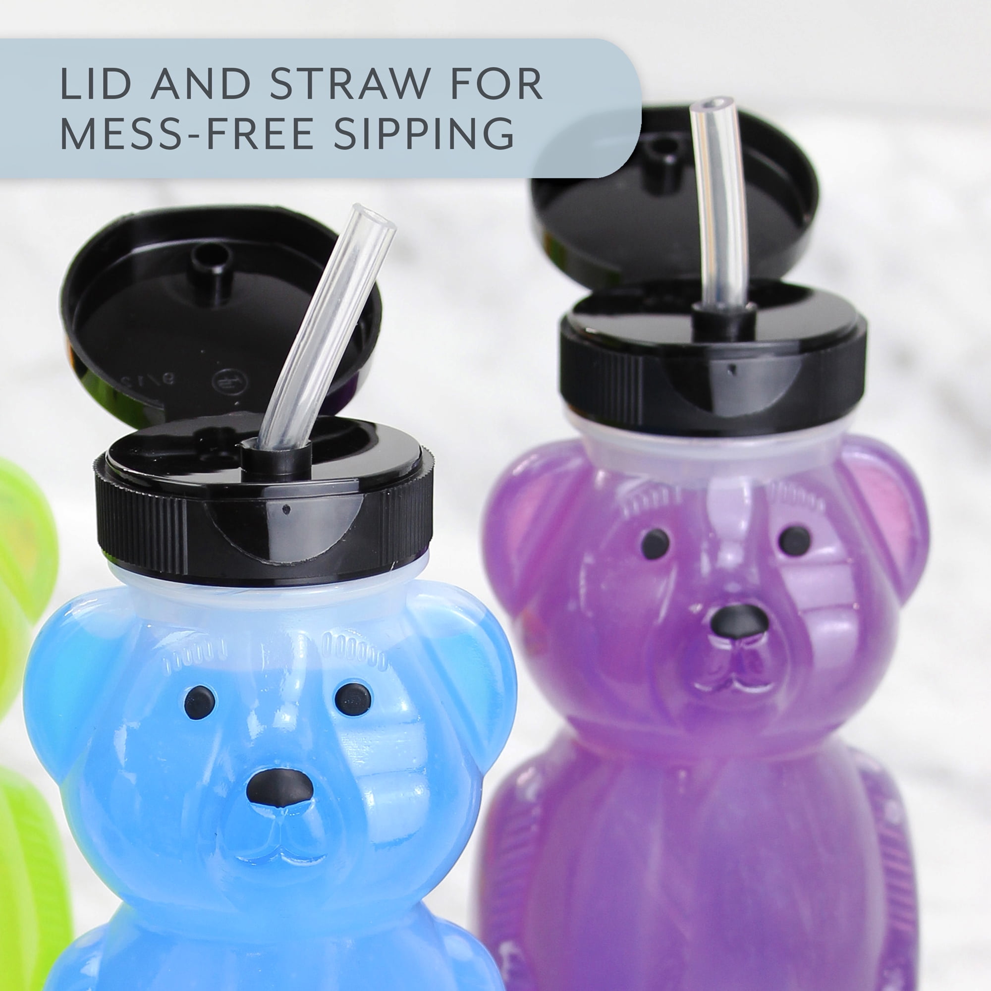  Honey Bear Straw Cup for Babies 3 pack; 8oz straw bear cup with  improved safety lid design; honeybear baby cup straw; honey bear cup, honey bear  bottle.Straw learning therapy cup(Cherry Blossom