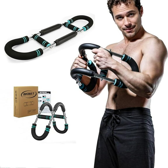 Arm Trainer, 60-130LB Adjustable Spring Workout Bar, Forearm Triceps Chest Enhanced Exercise Strengthener,Portable Home Fitness Equipment