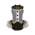 thumbnail image 3 of Alvivi Kids Girls Sequins Striped Modern Jazz Latin Ballet Dance Dress Mesh Tutu Skirted Leotard Black 6, 3 of 7