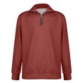 thumbnail image 6 of Men's Casual Style Quarter-Zip Collar Hoodie - Burgundy, Size XXXXXL, 6 of 7