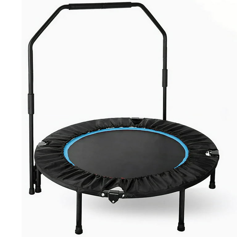 GARTIO 40 Fitness Mini Trampoline Exercise Rebounder Foldable Trampoline with Adjustable Foam Handle Max Load 330lbs Blue