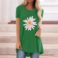 thumbnail image 4 of Tuphregyow Womens Clothes Short Sleeve Round Neck Tunic Tops Daisy Graphic Tee Y2K Clothing Loose for Leggings Pullover Casual Blouse Summer Plus Size T Shirts for Women Green L, 4 of 9