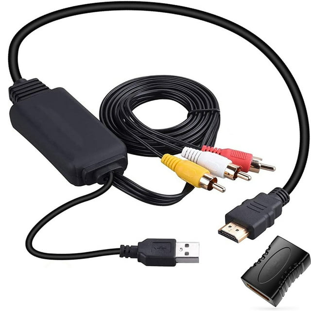 Convertidor HDMI a RCA, cable HDMI a RCA, cable adaptador 1080P HDMI a AV compatible con NTSC para TV Stick, Chromecast, Apple TV, PC, computadora portátil, Xbox, HDTV, DVD, etc. Ormromra 2036001