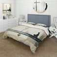 thumbnail image 1 of Designart "Modern Zen Asian Painting I" Asian Bedding Covert Set - Asian Art Beige People Bed Set With 2 Shams, 1 of 6
