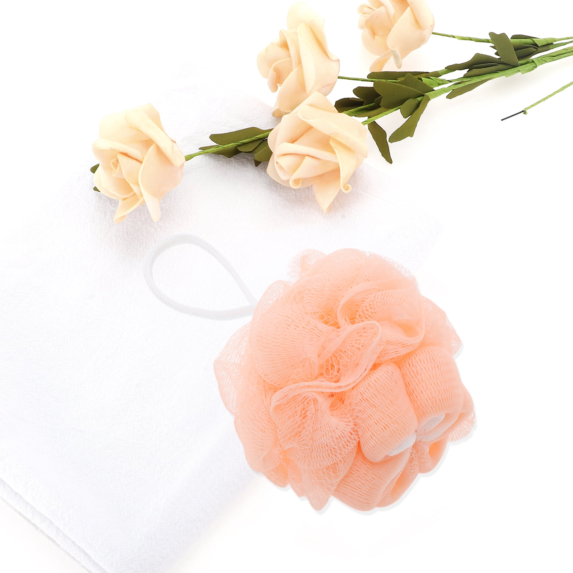 Unique Bargains Plum Bossom Bath Shower Loofah Sponge 1 Pc Orange