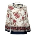 thumbnail image 1 of eVogues Plus Size Long Sleeve Top White Floral Print, 1 of 5