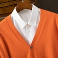 thumbnail image 6 of Men's Cotton Cardigan Sweater Long Sleeve V Neck Soft Knit Button Up Sweaters Outerwear Stretch Casual Coats (2XL, Orange), 6 of 7