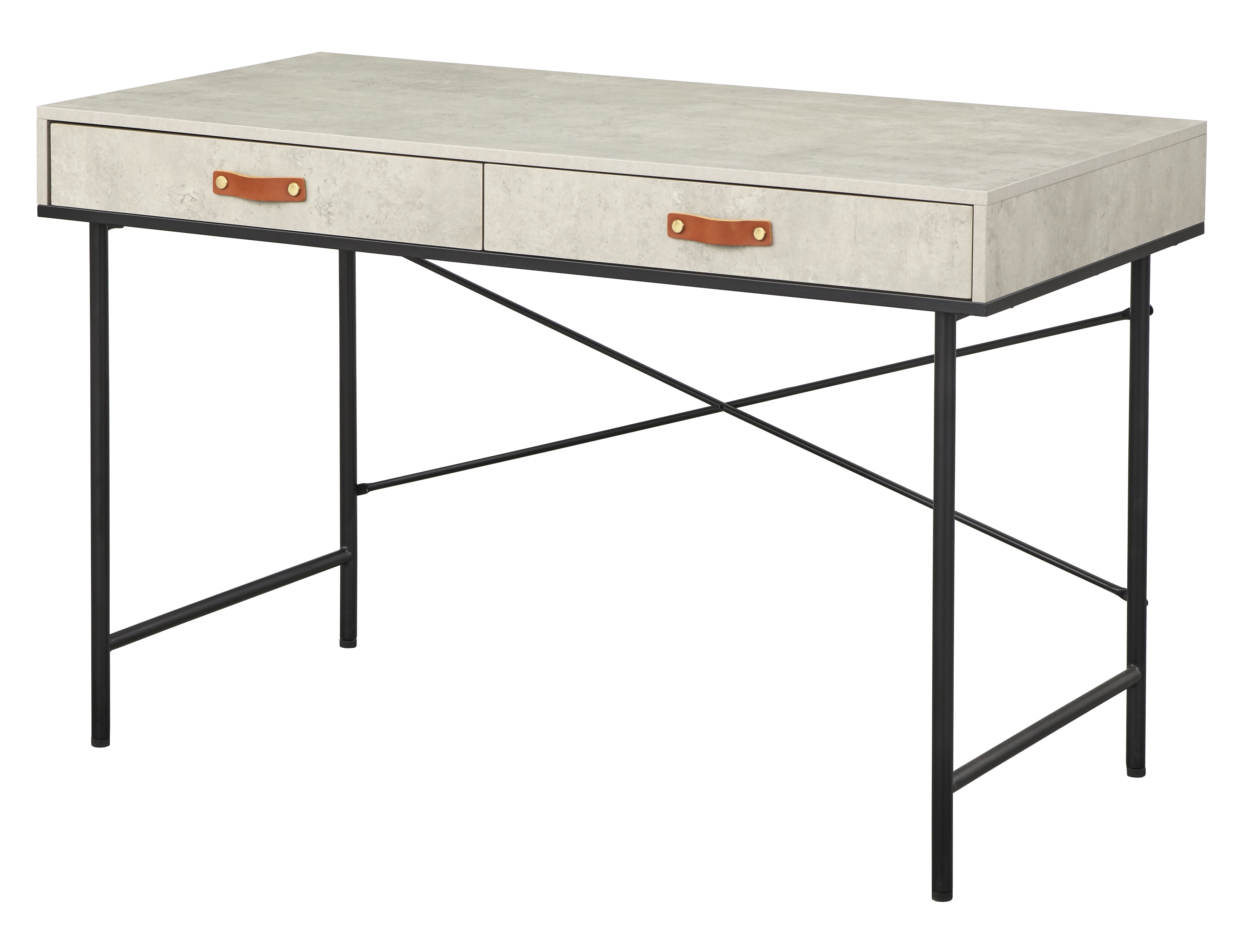 TMS Augusta Laminated MDF Portable 2-Drawer Writing Desk, Gray/Black
