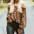 thumbnail image 5 of Womens Clothes 2026 ! asdoklhq Womens Plus Size Tops,Women Leopard Print Off Shoulder Casual Top T Shirt Ladies Long Sleeve Blouse, 5 of 9
