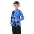 thumbnail image 3 of Boys Button Up Shirts Chest Pocket Fashion Tie-dye Long Sleeve Collared Dress Shirt for Kids Boy Girl Blouse, 12-18 Months Blue, 3 of 7