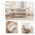 thumbnail image 4 of Small Loveseat Settee Upholstered Sofa Couch Banquette Bench Ottoman with Backrest and Golden Metal Legs for Dining Room Living Room Bedroom, 4 of 6