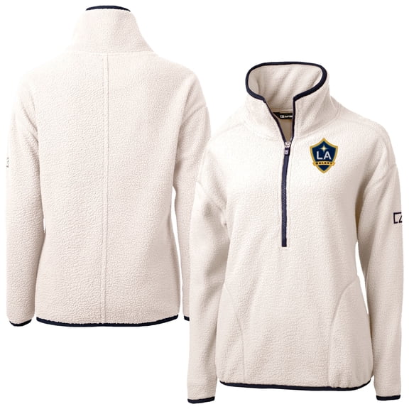 Women's Cutter & Buck Oatmeal LA Galaxy Cascade Eco Fleece Pullover Jacket