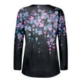thumbnail image 4 of Round Neck Button Floral Print Long Sleeve T Shirt For Women Casual Stylish Top Tall Womens Shirts Summer Tee Shirts for Women Casual T Shirts Women Med Womens Shirts Compression Long Sleeve Women, 4 of 4