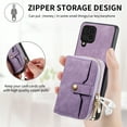 thumbnail image 5 of for Samsung Galaxy A12 5G Wallet Case, Crossbody Phone Purse with Card Holder for Women, Zipper PU Leather Carrying Cover Gift with Shoulder Strap Kickstand Anti-drop for A12 5G - Purple, 5 of 10