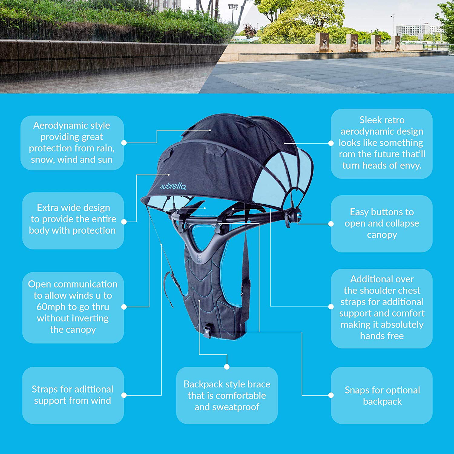  Mister Coolz Hands Free Umbrella Holder, Backpack Umbrella  Holder, Portable Umbrella Holder, Wearable Umbrella Holder, Umbrella Holder  Backpack. (Umbrella NOT Included) : Sports & Outdoors