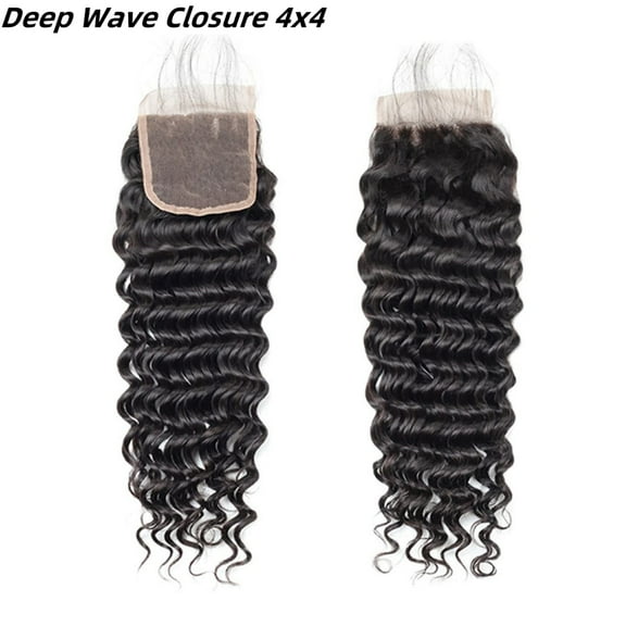 ASHINE 4x4 Inch HD Hybrid Lace Closure 100% Human Hair Wig Deep Wave Lace Front Wig 18'' #1B Black Pre Plucked Brazilian Hair Heat Resistant Bleachable