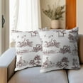thumbnail image 4 of French Country Pillow Covers 16x16 Inch Set of 2 Burgundy Red and White Printed Vintage Toile Cottage Decorative Throw Pillows Rustic Farmhouse Pillow Cases Cotton Linen Cushion Covers for Couch Decor, 4 of 6