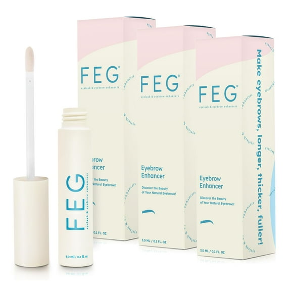 Sérum potenciador de cejas FEG Natural Growth, paquete de 3 tubos de 3 ml