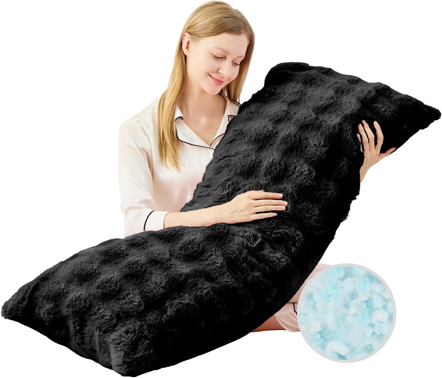 ANHXN Fluffy Adult Body Pillow - Sturdy body pillowcase, adjustable height, soft support for side lying, washable