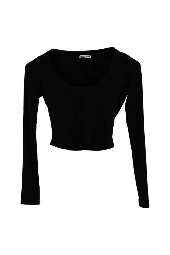 Pre-Owned Reformation Jeans Long Sleeve Top in Black Cotton