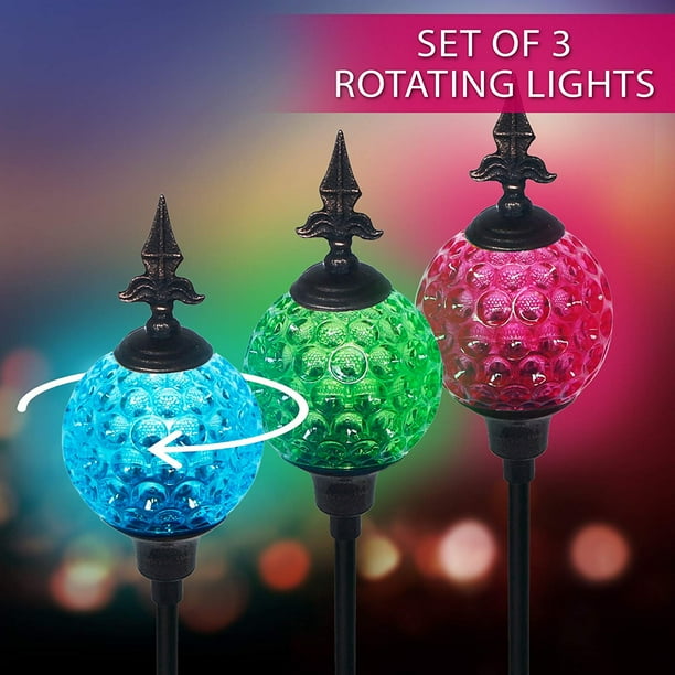 Crackle Ball Solar Lights with Spinning Glass & Decorative Copper Top