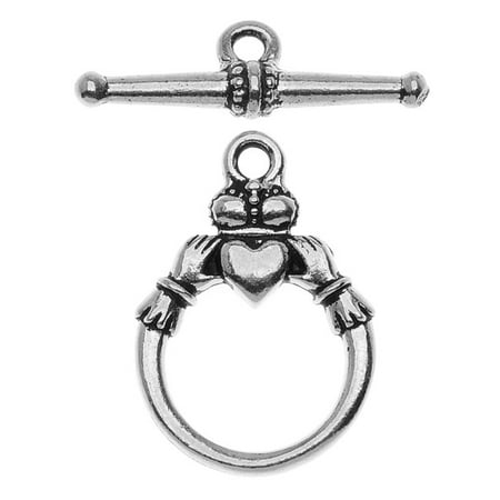 Claddagh Clasp - TierraCast Celtic Collection, Claddagh Toggle Clasp 15mm, 1 Set, Antiqued Silver